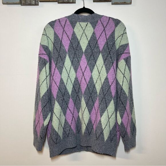 BP Argyle Pattern Oversized Cardigan Sweater Size Medium - Picture 5 of 10